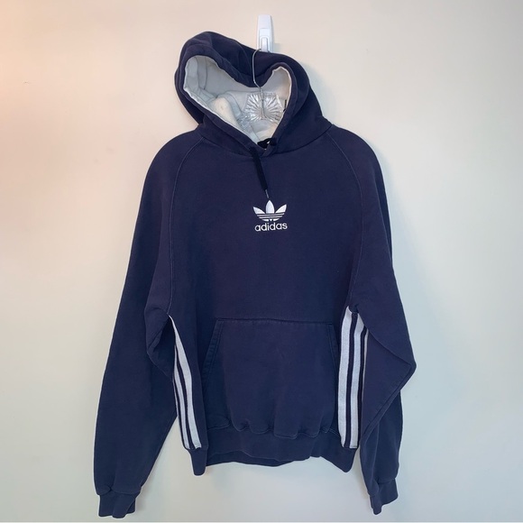 adidas Other - Adidas Vintage Blue Sweatshirt with Trefoil Logo and Stripes L